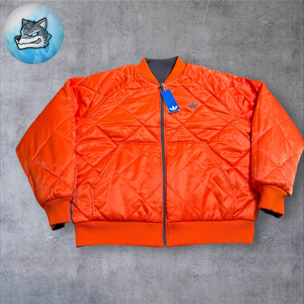 adidas Originals Reversible Superstar Bomber Jacket Grey Orange Men's XL KR7618 - Picture 3 of 9